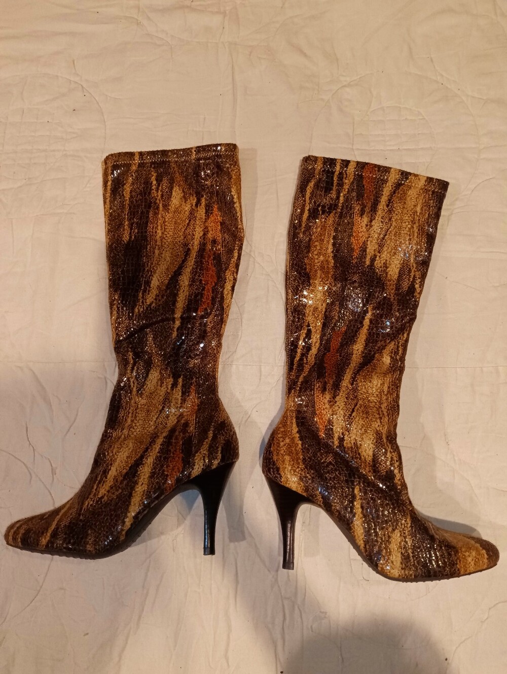 Never Worn Diba Faux Snakeskin Knee High Heel Boots Women's 7 1/2
